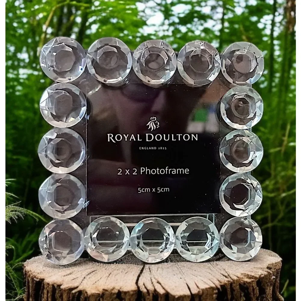 Royal Doulton Crystal Mini 2x2 Photo Picture Frame Clear Faceted Optical Sparkly